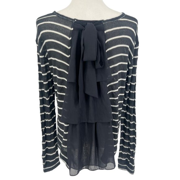 Anthropologie x Clu + Willoughby Striped Long Sleeved Chiffon Bow & Ruffles Knit - Picture 11 of 15